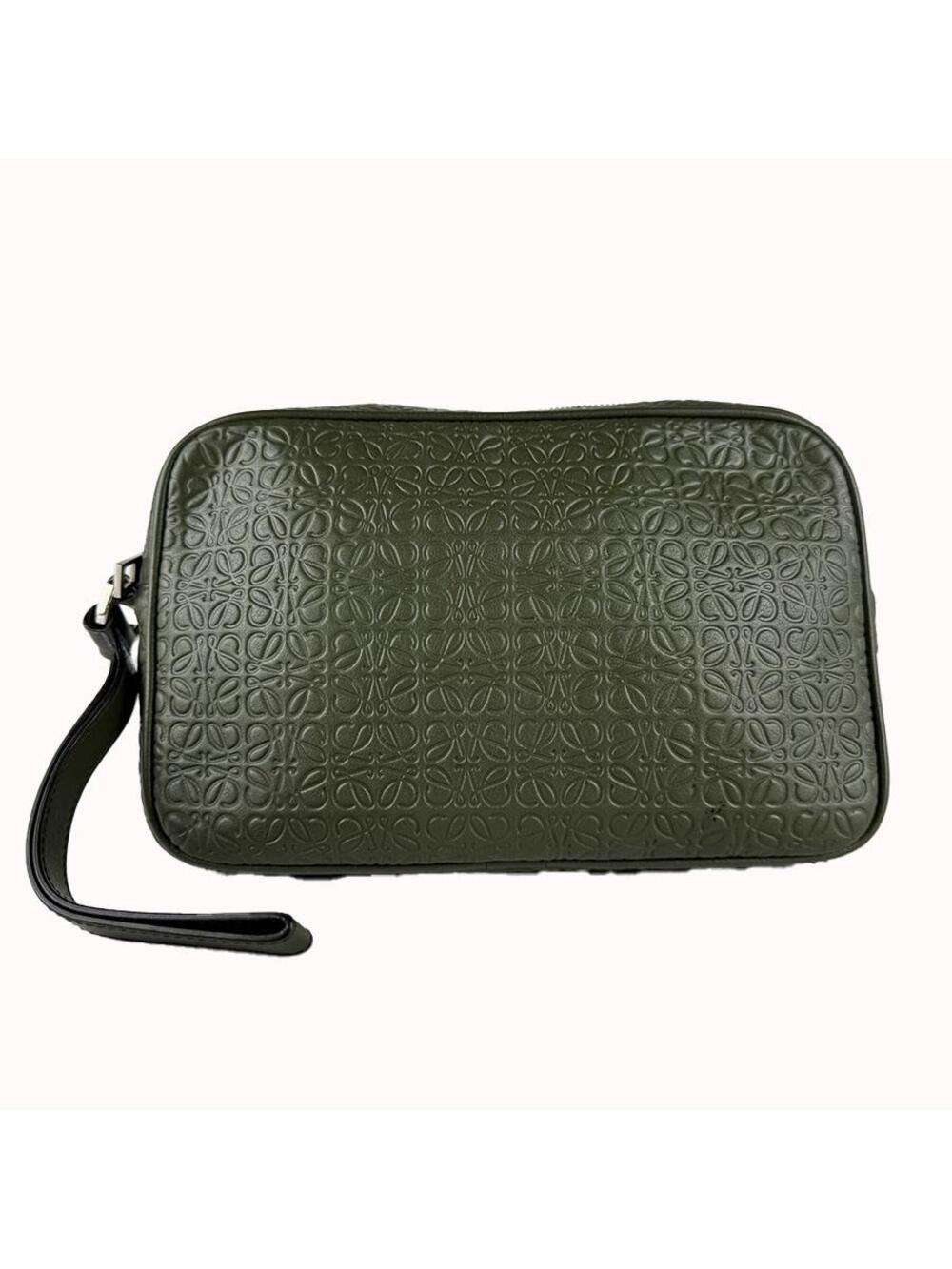 Auth Loewe Anagram Clutch Bag Khaki #344974L38B